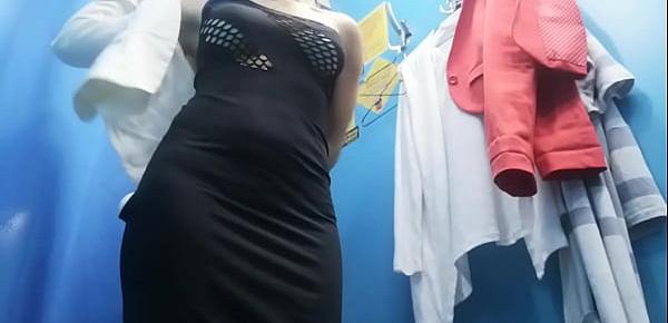  Dressing room. Hidden camera. Russian girl with big boobs and nipples